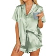 thumbnail image 1 of Miqool Womens Satin Pajamas Set Button Down 2 Piece Pjs Cute Ruffled Shorts Set Soft Sleepwear Nightwear, 1 of 5