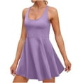 thumbnail image 1 of Miqool Womens Tennis Dress Built in Shorts & Bra Adjustable Straps Crisscross Back Summer Exercise Workout Mini Dress Golf Athletic Dresses for Women, 1 of 7