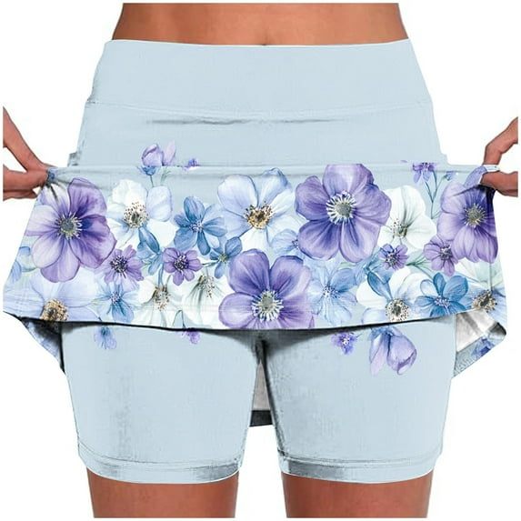 Miqool Womens Tennis Skirt with Pockets Inner Shorts Retro Floral High Waisted Athletic Golf Skort Skirts for Workout Sports Running Pickleball