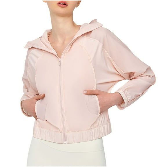 Miqool Womens UPF 50+ Sun Protection Cropped Jackets Lightweight Quick Dry Full Zip Up Hoodie Outdoor Workout Running Hiking Cycling Fishing Golf Sun Shirts