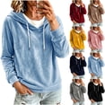 thumbnail image 1 of Miqool Womens Velour Pullover Hoodies Fall Winter Casual Loose Fit Drawstring Long Sleeve Sweatshirt Tops, 1 of 6