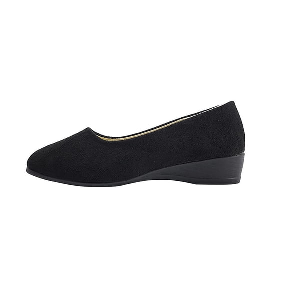 Miqool Womens Wedge Heel Pumps Round Toe Slip On Low Heel Dress Shoes Casual Comfortable Office Work Shoes