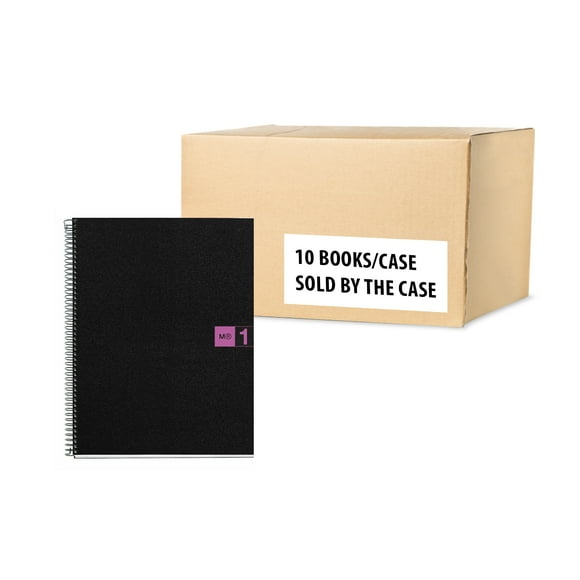 Miquel Rius Case of 10 M Original 1 Subject Graph Notebooks, Graphed 11" x 8.5", 80 Sheets Heavyweight Paper, 3 Hole Punched, Micro-Perforated, Black/Purple Durable Polypropylene Cover