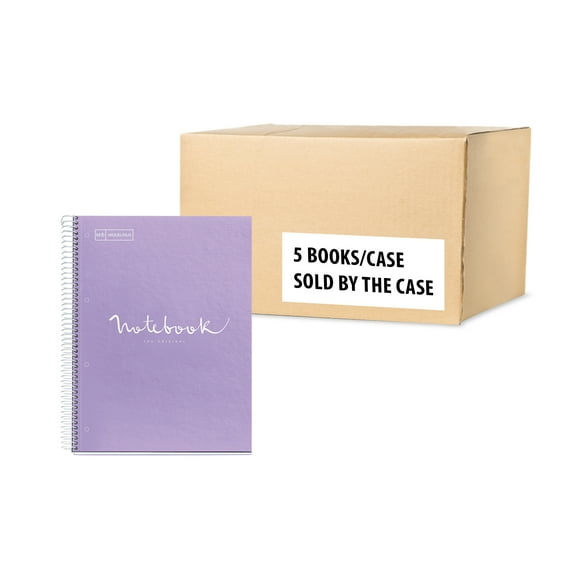 Miquel Rius Case of 5 M Emotions 1 Subject Notebooks, Lined 11" x 8.5" 80 Sheets Heavy Weight Paper, 3 Hole Punched, Micro-Perforated, Lavender Board Cover