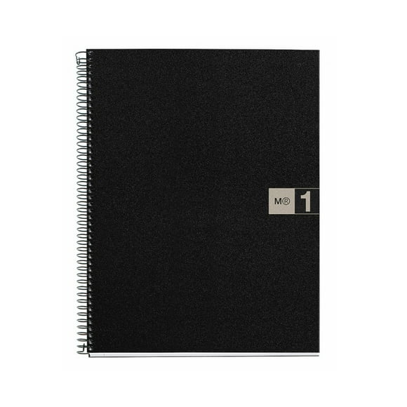 Miquel Rius M Original 1 Subject Notebook, Lined 11" x 8.5", 80 Sheets Heavy Weight Paper, 3 Hole Punched, Micro-Perforated, Black/Gray Polypropylene Cover