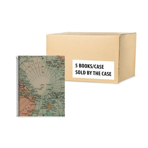 Miquel Rius Pack of 5 M Recycled 4 Subject Notebooks, Lined 11" x 8.5", 120 Sheets Heavyweight Paper, Subjects Separated by color, 3 Hole Punched, Micro-Perforated, EcoMap Design