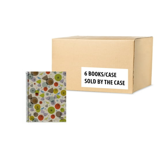 Miquel Rius Pack of 5 M Recycled 4 Subject Notebooks, Lined A5 -8.27" x 5.83", 120 Sheets Heavyweight Paper, Subjects Separated by color, 2 Hole Punched, Micro-Perforated, Ecobirds Design