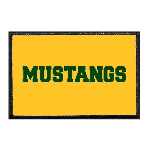 Mustangs Green Text  - Removable Patch