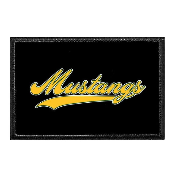 Mira Costa - Mustangs Yellow Script Text On Black - Removable Patch