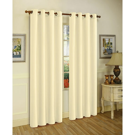 Mira Faux Silk Grommet Window Panel, Ivory, 58x84 Inches