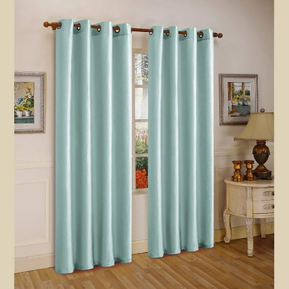 Mira Faux Silk Grommet Window Panel, Light Blue, 55x84 Inches