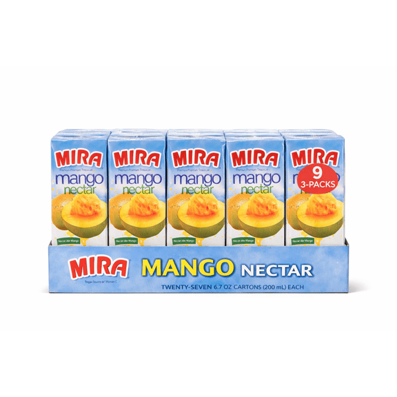 Mira Mango Nectar Juice Drink 9 Pack 3 Count 6.7 oz Boxes Tropical Beverage