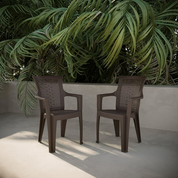 Mira Outdoor Patio Chairs (Set of 2), Brown