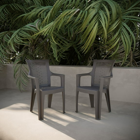 Mira Outdoor Patio Chairs (Set of 2), Gray