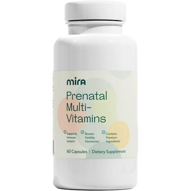Mira Prenatal & Postnatal Multi-Vitamin for Women with Folic Acid & Choline, Vegan & Gluten Free, 60 Capsules (30 Servings), 1 Pack