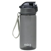 Mira Reusable Tritan Water Bottle | BPA-Free Plastic Sports Water Bottle | Leak Proof Locking Flip Top Lid with Easy Flow Spout (17 oz (500 ml), Charcoal Gray)