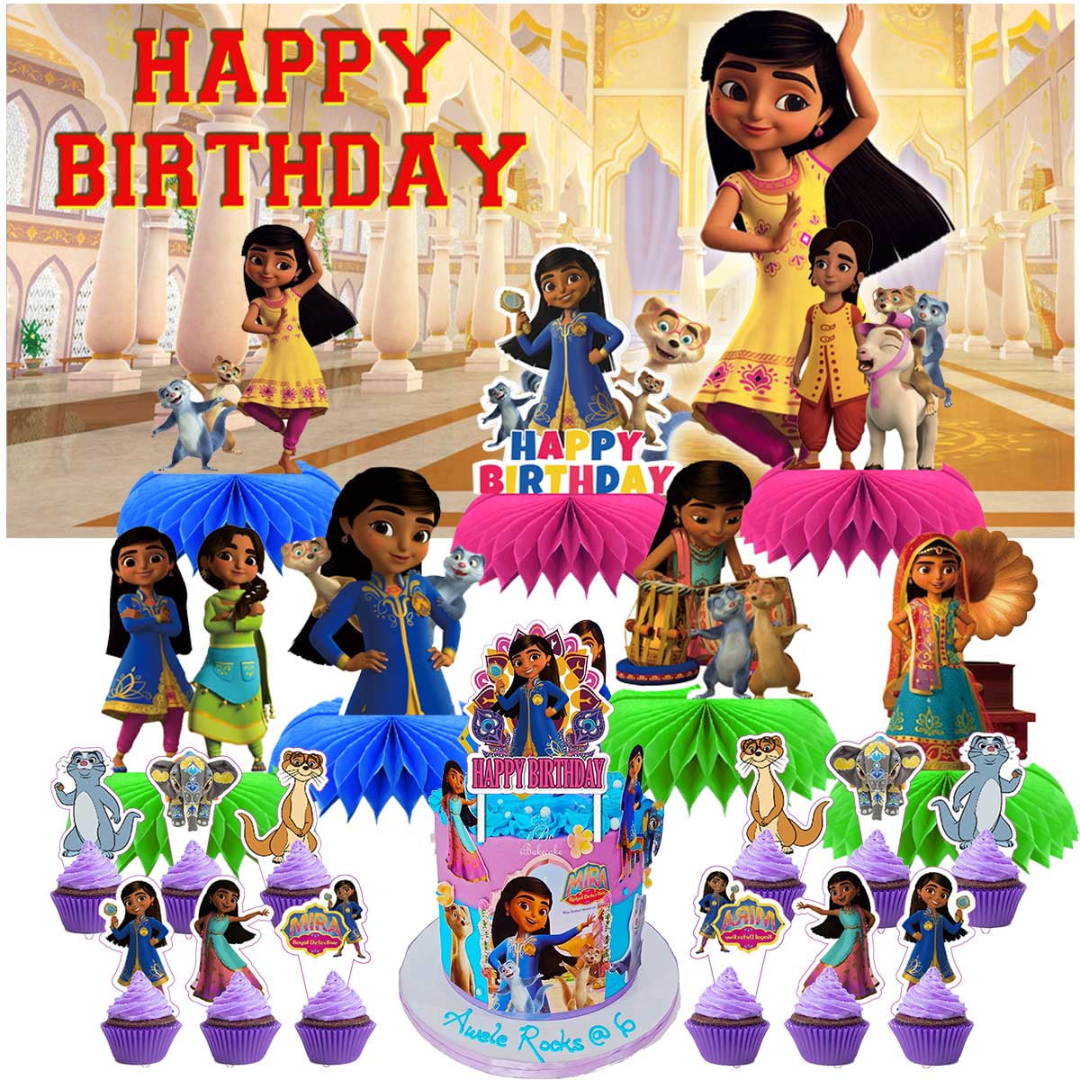 Mira Royal Detective Party Decorations Honeycomb Centerpieces Table Toppers Decorations for Birthday Backdrop Party Decor Supplies Banner