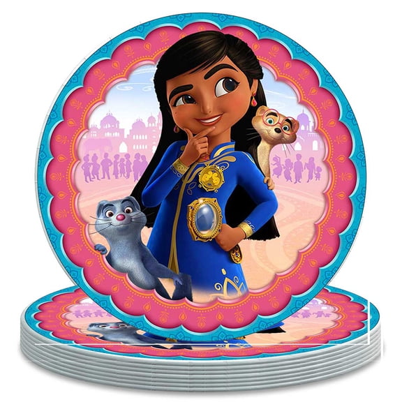 Mira Royal Themed Birthday Disposable Tableware - 7 Inch Paper Plates Party Supply Decorations