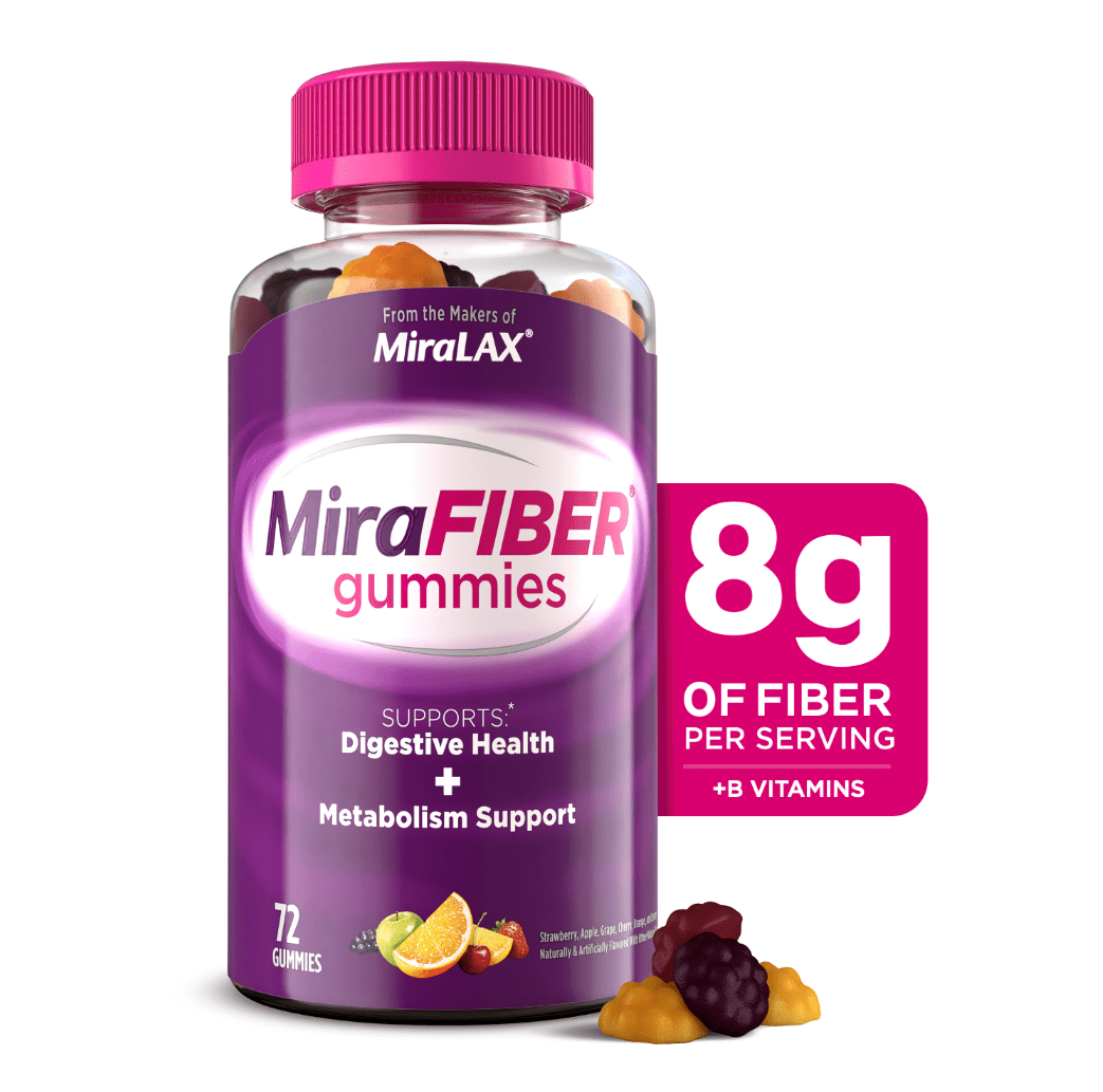 MiraFIBER Gummies, 8g Prebiotic Fiber and Metabolism Support, 72 Count