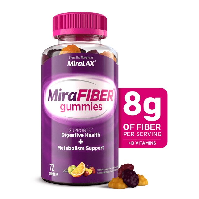 MiraFIBER Gummies, 8g Prebiotic Fiber and Metabolism Support, 72 Count