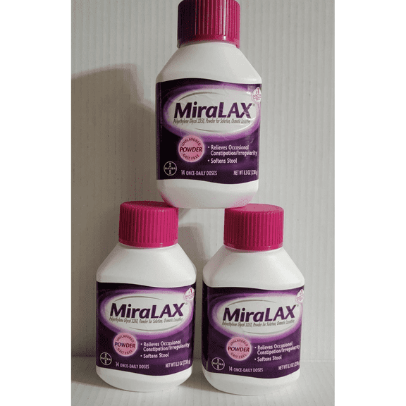 MiraLAX Laxative Powder For Gentle Constipation Relief, 14 Doses, 8.3 oz, 3 Pack