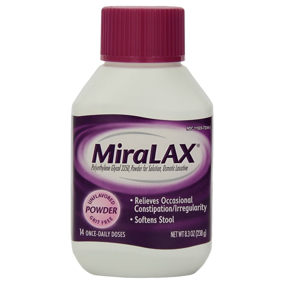 MiraLAX Polyethylene Glycol 3350 Relieves Occasional Constipation /Irregularity Laxative Powder 8.3 Oz