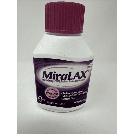 MiraLAX Laxative Powder For Gentle Constipation Relief Unflavored Powder Grit Free, 14 Doses 8.3 oz