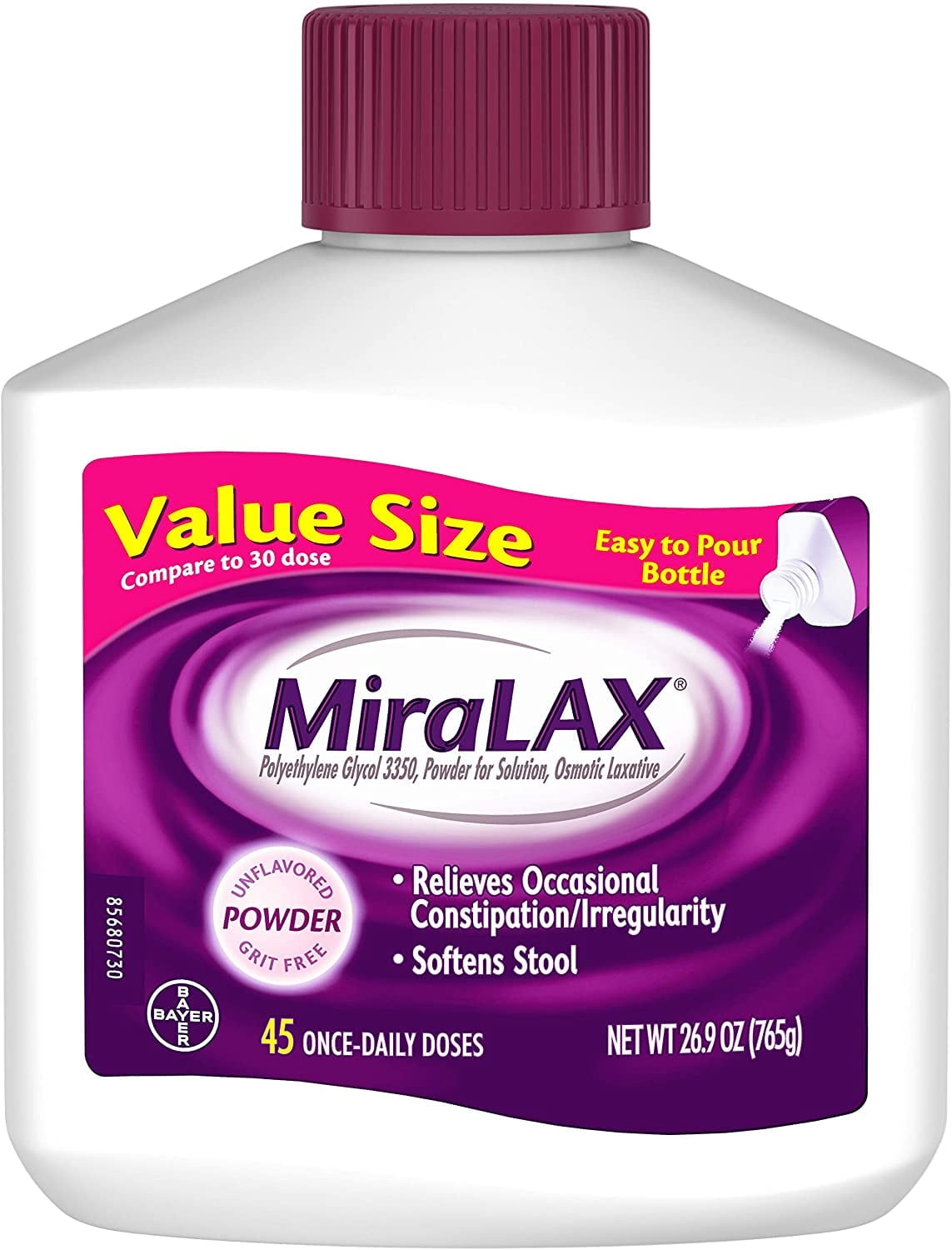 MiraLAX Laxative, Doctor Recommended, Gentle Constipation Relief, 45 ...