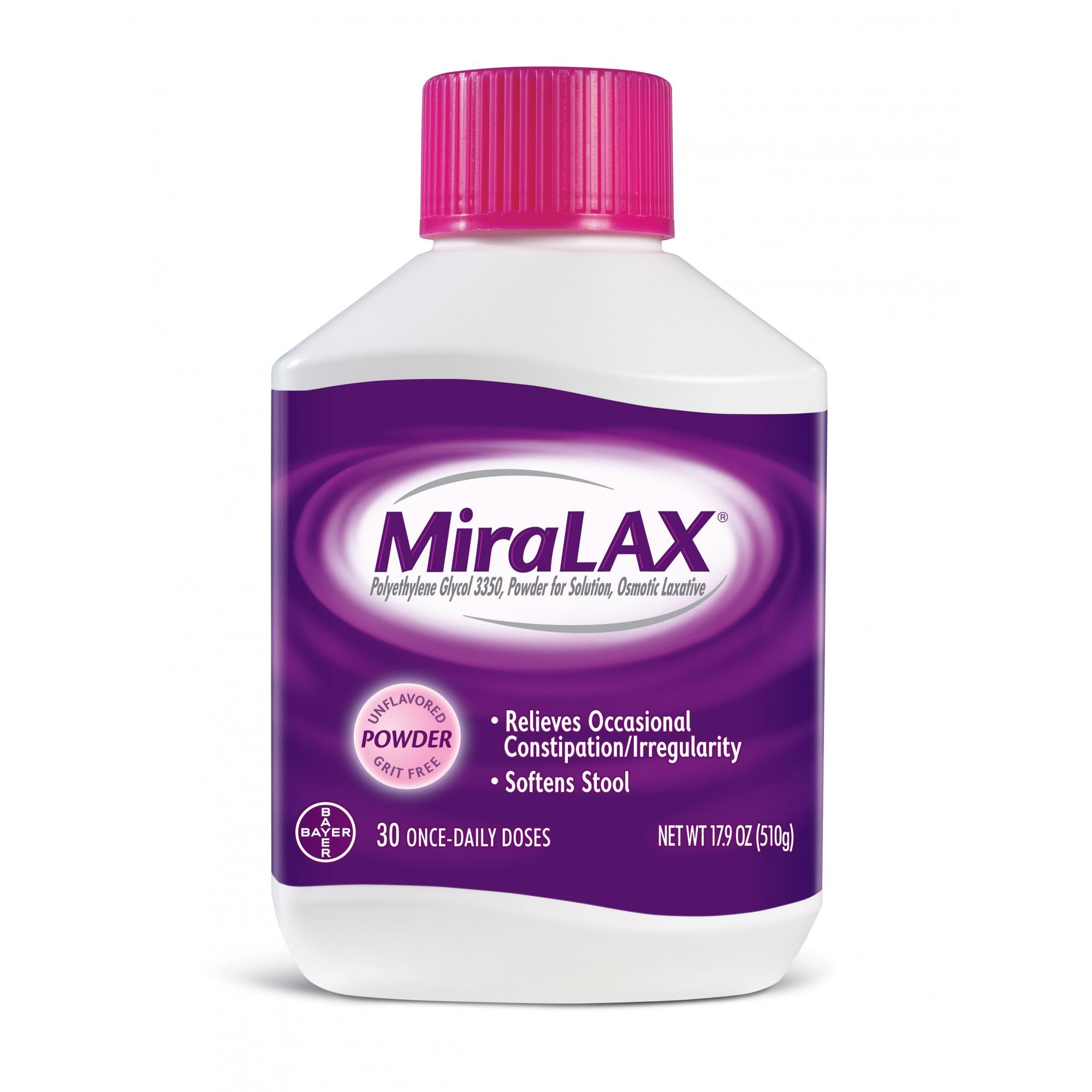 MiraLAX Laxative Powder for Gentle Constipation Relief, Stool Softener, 30 Doses - image 1 of 12