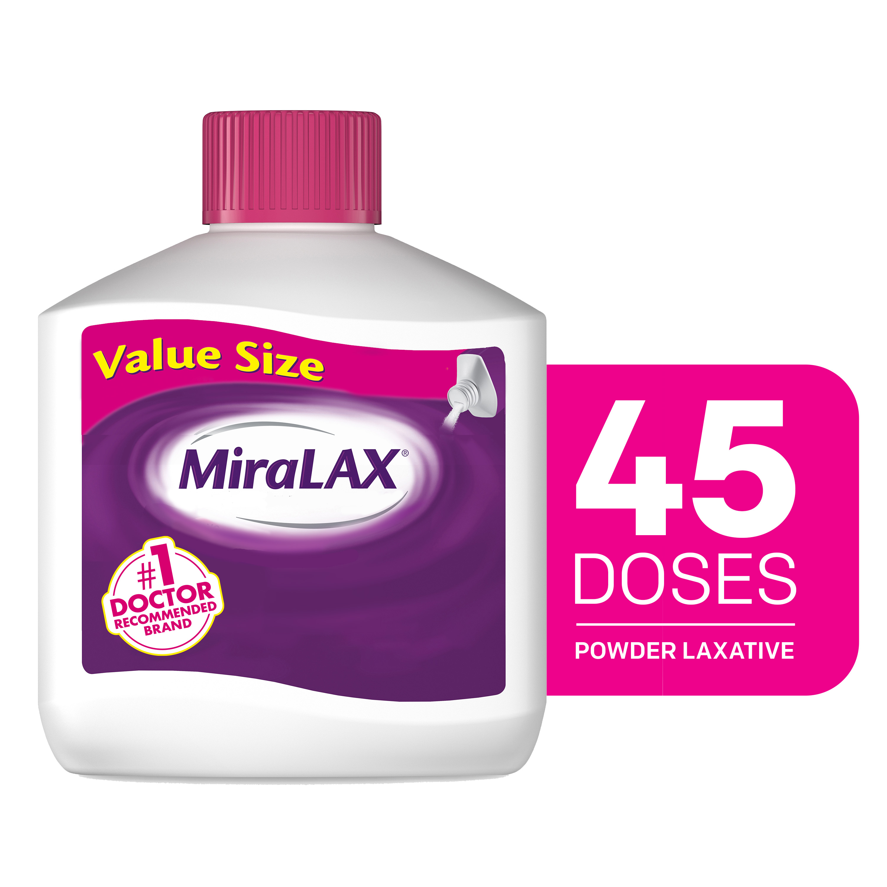 MiraLAX Laxative Powder for Gentle Constipation Relief, Stool Softener, 45 Doses - image 1 of 7