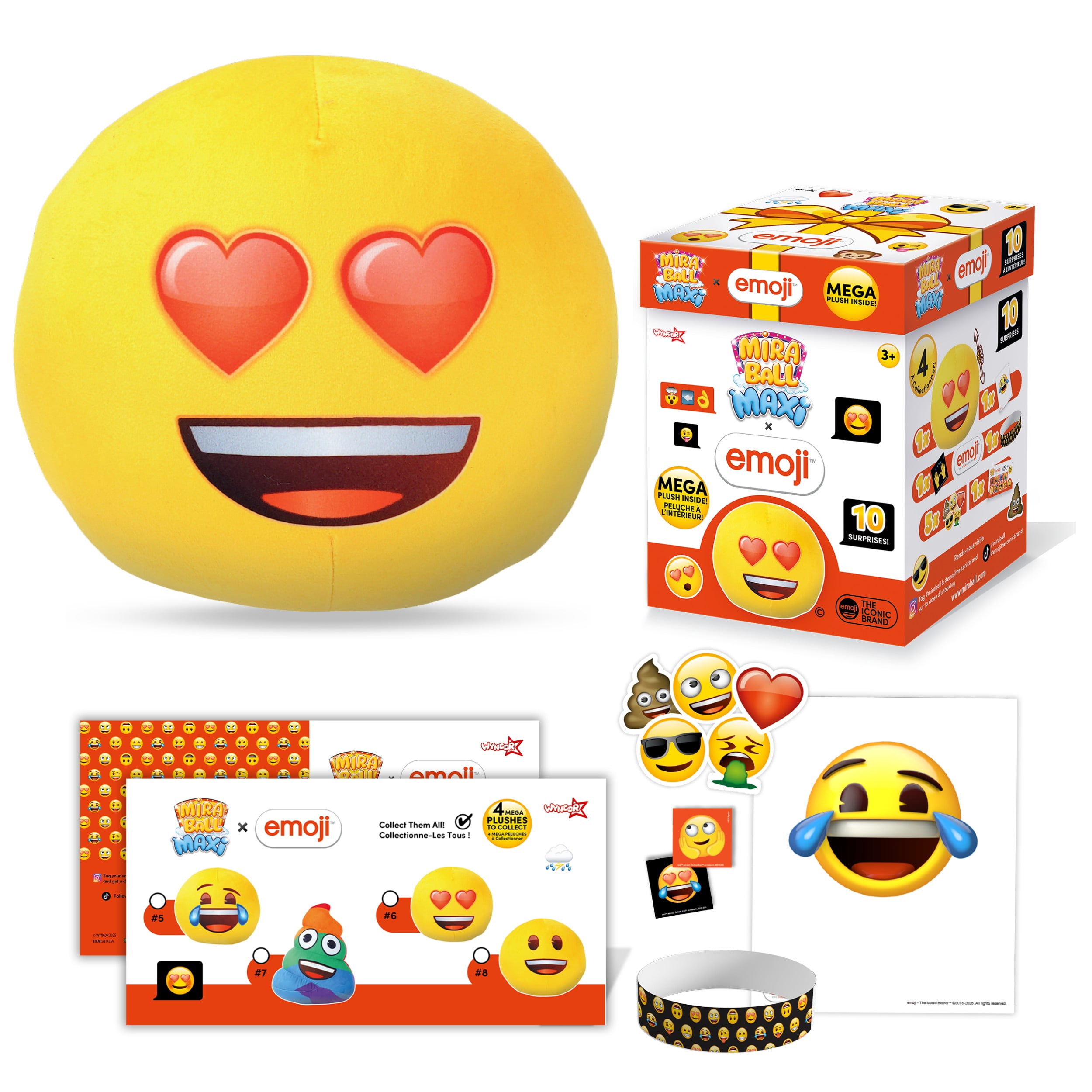 Miraball Maxi Surprise Box, Emoji - MEGA Plush Toy with Hidden Surprises & Playable Blind Box - 10" Soft Plush, Fun Playscape for Kids - Ideal Gift for Birthdays, Holidays & Parties