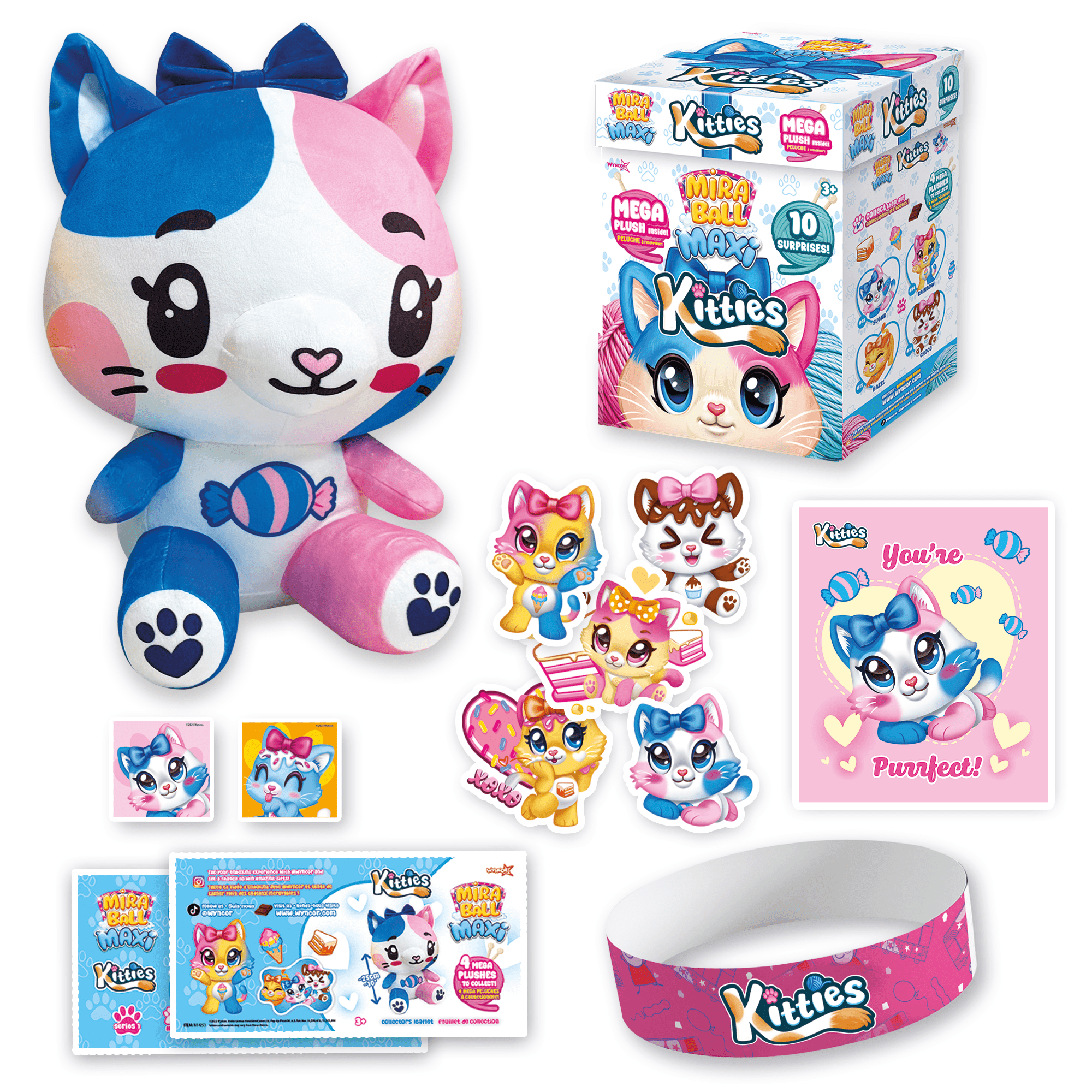Miraball Maxi Surprise Box, Kitties - MEGA Plush Toy with Hidden Surprises & Playable Blind Box - 10" Soft Plush, Fun Playscape for Kids - Ideal Gift for Birthdays, Holidays & Parties
