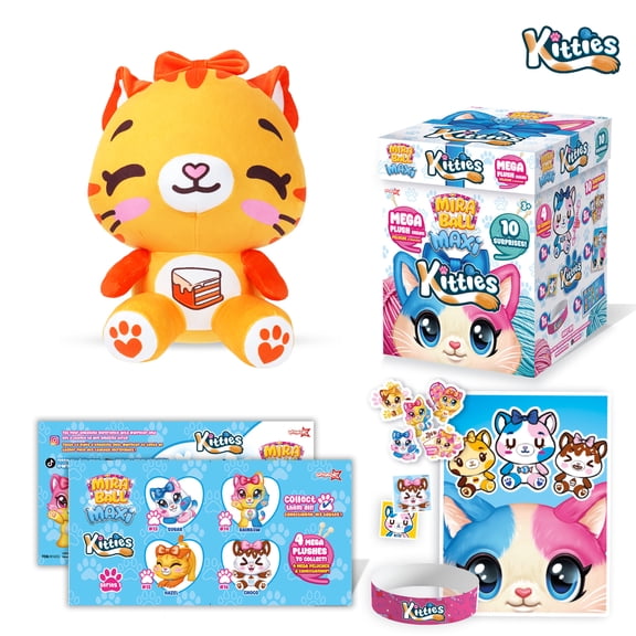 Miraball Maxi Surprise Box, Kitties - MEGA Plush Toy with Hidden Surprises & Playable Blind Box - 10" Soft Plush, Fun Playscape for Kids - Ideal Gift for Birthdays, Holidays & Parties
