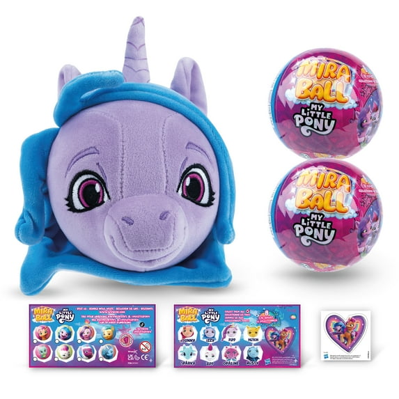 My Little Pony  Plush MiraBall Mystery Ball with Stickers & Fidget Toys - Plushies Blind Box Cute Figures, Stuffed Animal Collectible Toys, Gifts, Prizes for Kids, Ages 3+ (2-Pack)