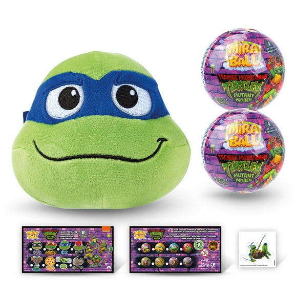 Teenage Mutant Ninja Turtles Plush MiraBall Mystery Ball with Stickers & Fidget Toys - Plushies Blind Box Cute Figures, Stuffed Animal Collectible Toys, Gifts, Prizes for Kids, Ages 3+ (2-Pack)