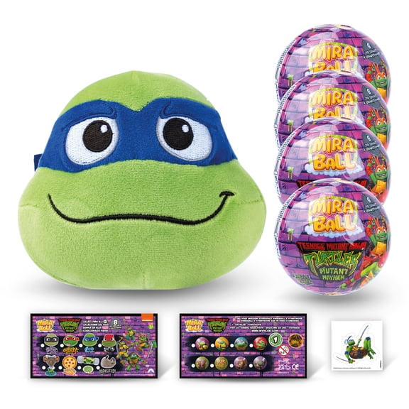 Teenage Mutant Ninja Turtles MiraBall, Blind Box Surprise Plushies - Mystery Action Figures Toy, Cute Stuffed Animal - Great for Gifts & Party Favors, Aged 3+ (4-Pack)