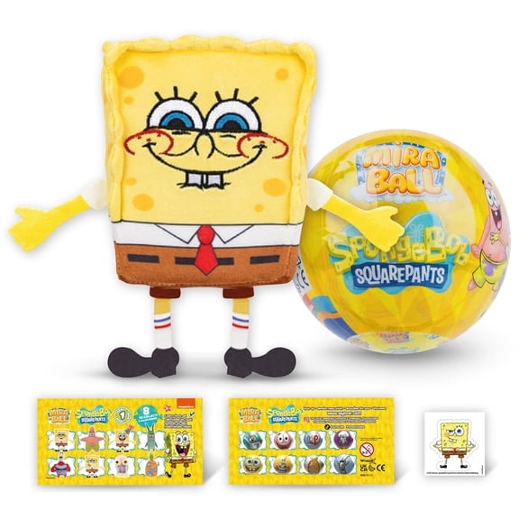 SpongeBob Plush MiraBall, Blind Box Surprise Plushies - Mystery Action Figures Toy, Cute Stuffed Animal - Great for Gifts & Party Favors, Aged 3  (1-Pack)