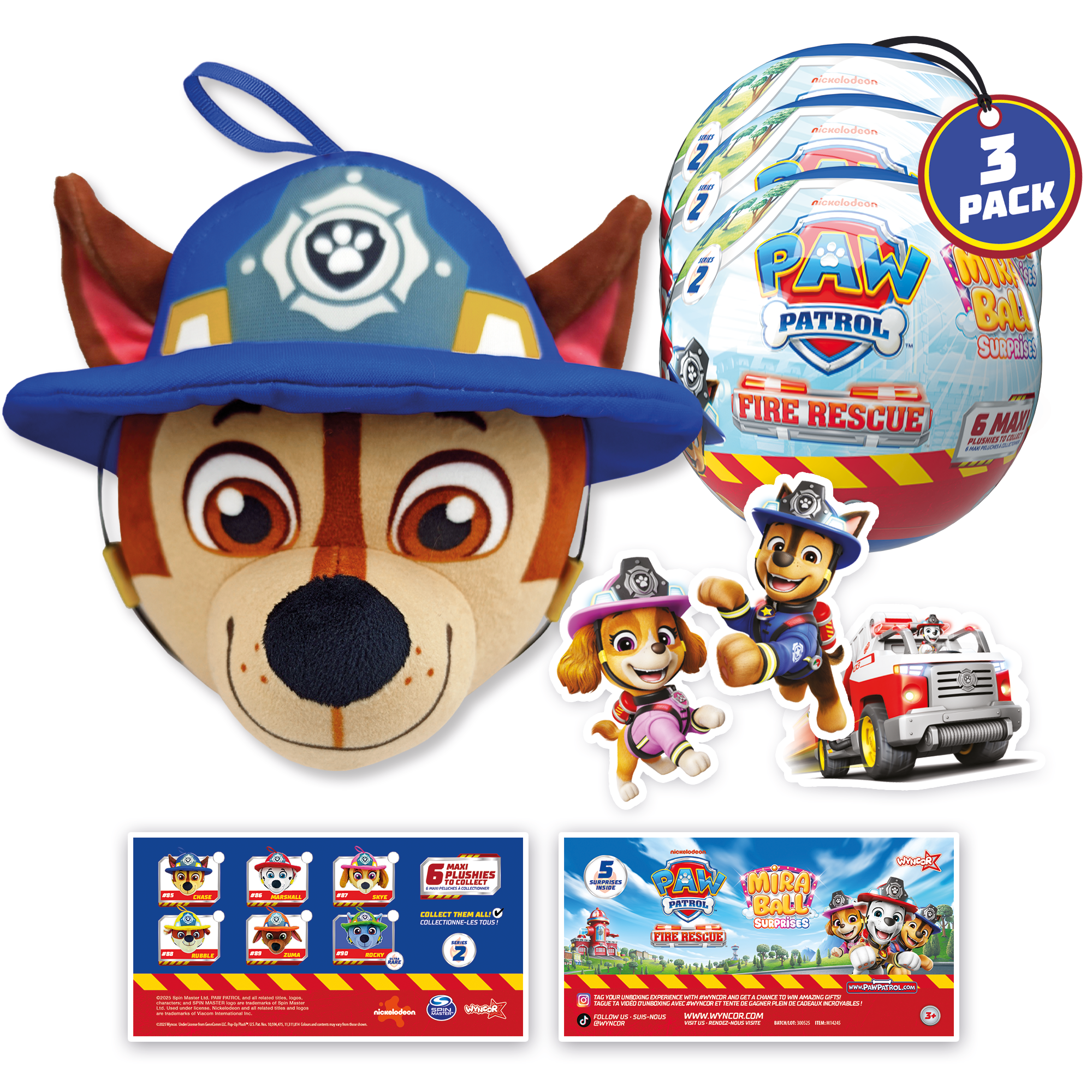Miraball Surprises Paw Patrol - Pack of 3, Blind Capsule Toys with Expandable Memory Foam Plush & Stickers - Fun Mystery Plush Balls for Kids Collectible Toy Surprises, Party Favors, Gifting