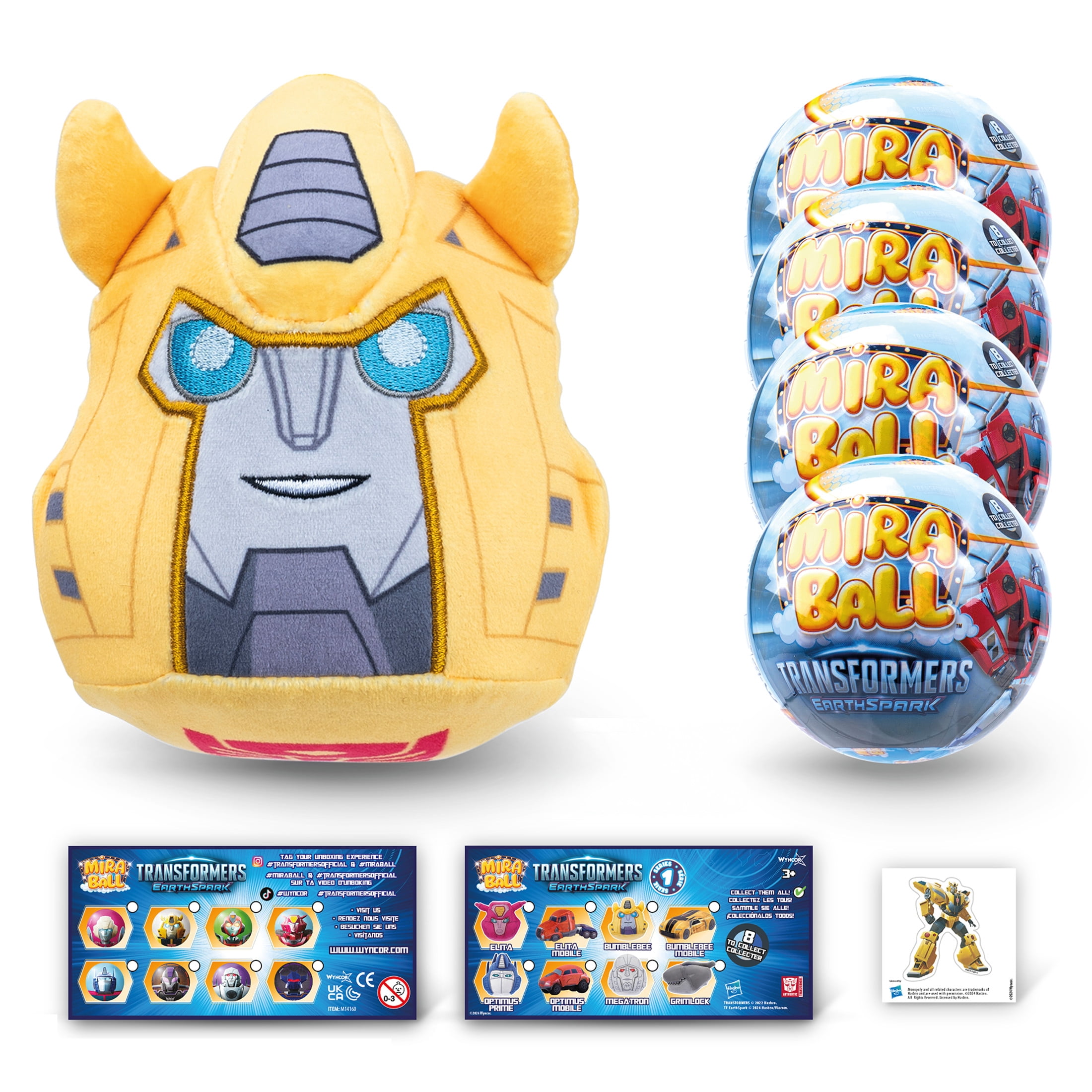 Transformers Plush MiraBall Mystery Ball with Stickers & Fidget Toys -  for Kids, Ages 3+ (4-Pack)