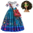 thumbnail image 1 of Mirabel Costume Dress Girls Dress Up Birthday Halloween Cosplay +Wig, 1 of 6