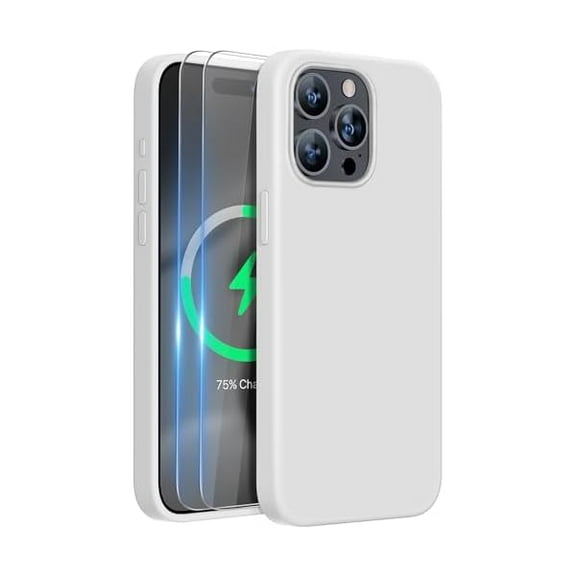 Miracase Compatible with iPhone 15 Pro Max Case, [Soft Anti-Scratch Microfiber Lining], Liquid Silicone Case Gel Rubber Shockproof Drop Protection Phone Case for iPhone 15 Pro Max(Moonlight White)