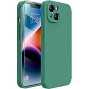 Miracase Designed for iPhone 14 Case with Screen Protector,[Upgraded Enhanced Camera Protection],Shockproof Liquid Silicone Case with Microfiber Lining, 6.1 inch,Acacia Green