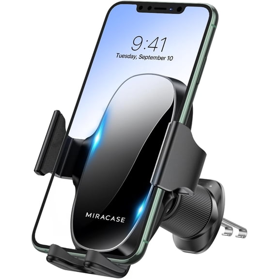 Miracase Phone Holders for Your Car with Metal Hook Clip, Air Vent Cell Phone Stand Car Mount, Universal Automobile Cradle for Garmin GPS Fit iPhone Android and All Smartphones, Dark Black