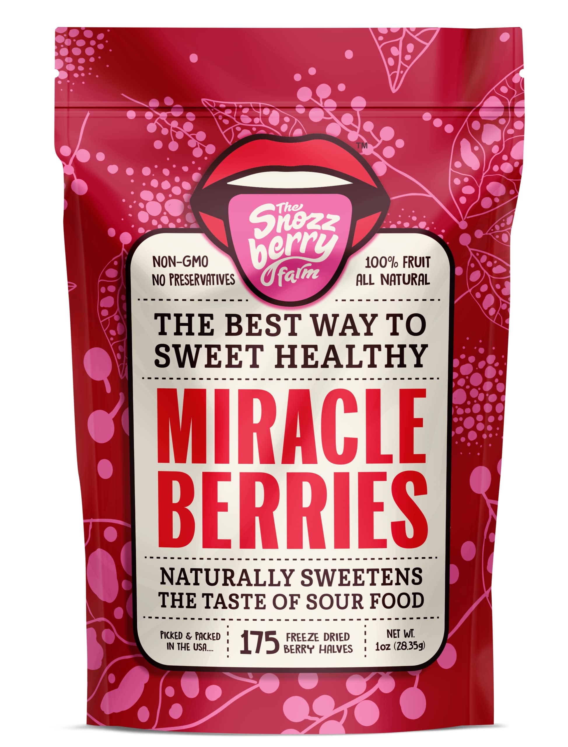 Miracle Berries by Snozzberry Farm | 175 berry halves | Freeze-dried, Grown in the USA | Turn Sour Sweet | Buy Bulk And SaveZAZK305