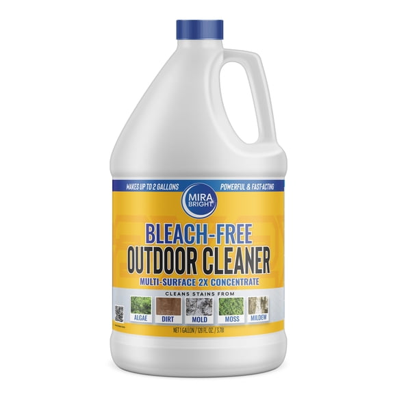 Mira Bright Bleach-Free Outdoor Cleaner 1 Gallon Concentrate - Cleans Stains From Algae, Mold, Mildew & More