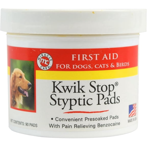 Miracle Care Kwik Stop Styptic Pads For Dogs, Cats and Birds, 90 Count