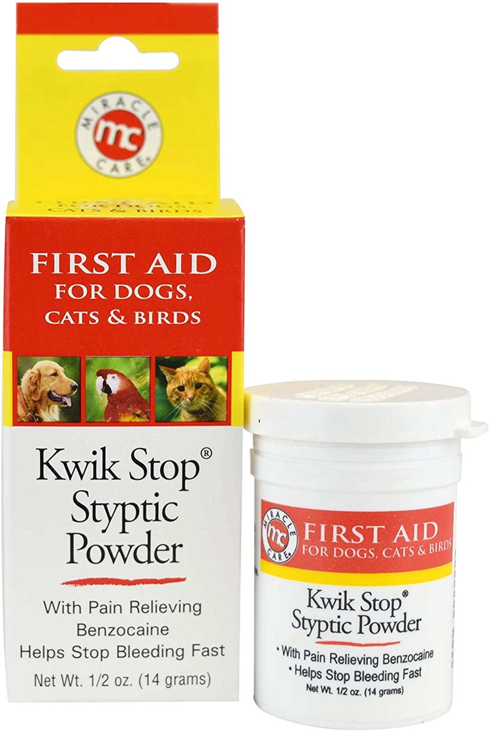 Miracle Care Kwik Stop Styptic Powder For Dogs, Cats, and Birds, Fast