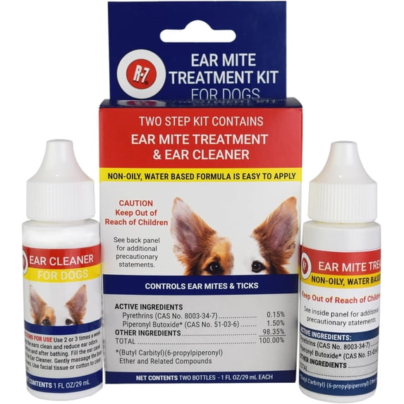 Miracle Care Ear Mite Treatment Kit for Dogs, 1 fl oz Bottle, 2 Count
