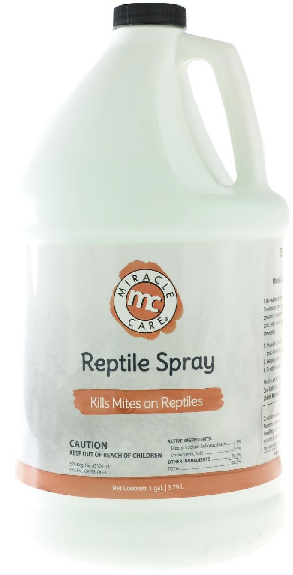 Miracle Care Reptile Spray Kills Mites on Reptiles 1 gallon