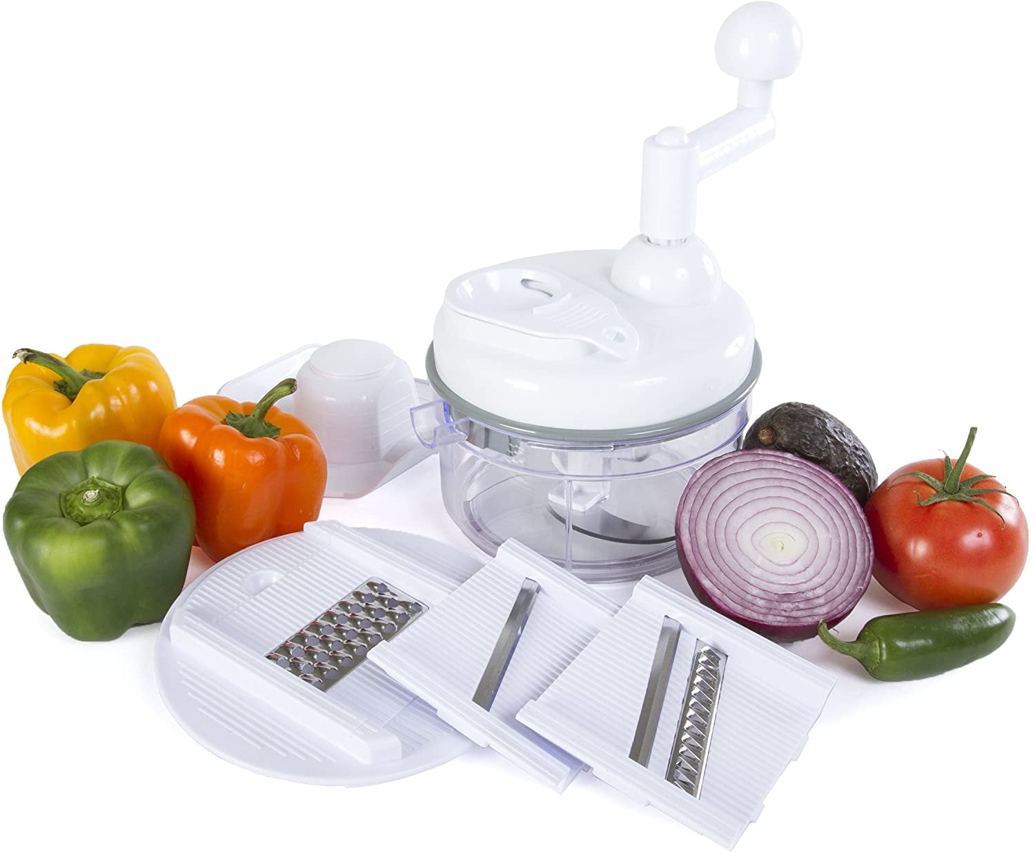 HXAZGSJA Hand Crank Food Processor Manual Food Chopper Egg Blender  Vegetable Dicer Mincer Fruit Chopper 